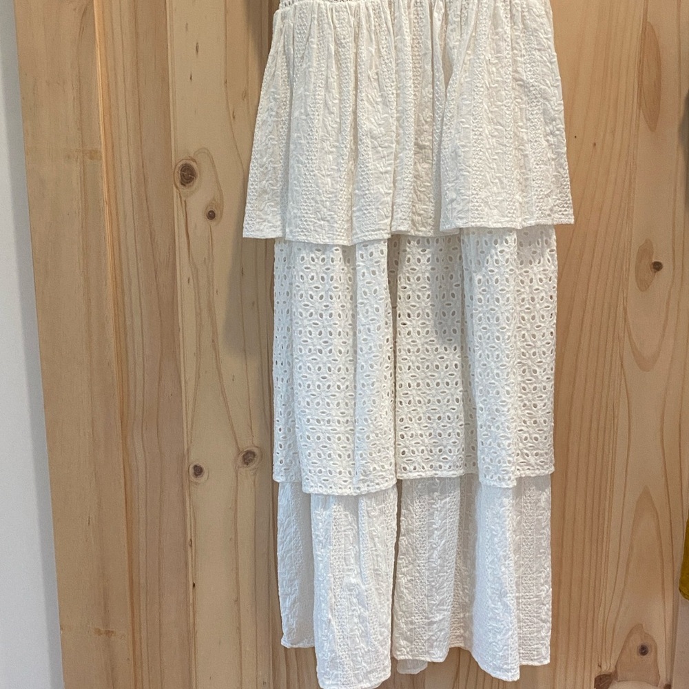 En Saison Cream Textured Sundress with Ruffle Trim. 
Never worn! - Picture 7 of 14